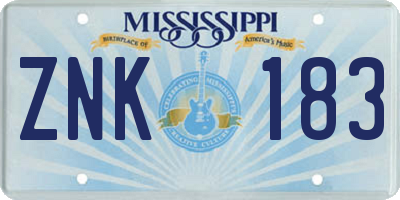 MS license plate ZNK183
