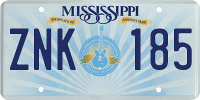 MS license plate ZNK185