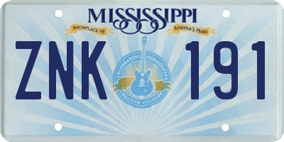 MS license plate ZNK191