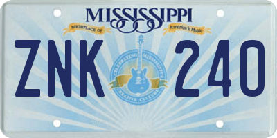 MS license plate ZNK240