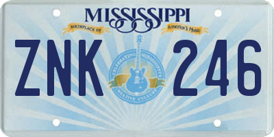 MS license plate ZNK246