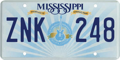 MS license plate ZNK248