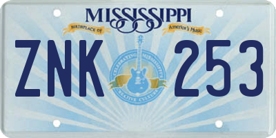 MS license plate ZNK253