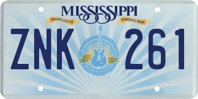 MS license plate ZNK261