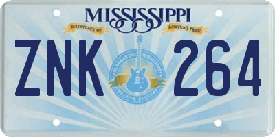MS license plate ZNK264