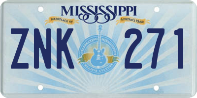 MS license plate ZNK271