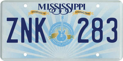MS license plate ZNK283