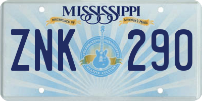 MS license plate ZNK290