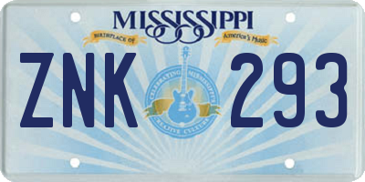 MS license plate ZNK293