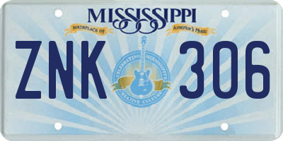 MS license plate ZNK306