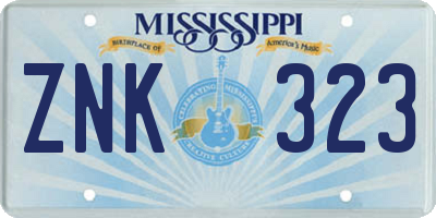 MS license plate ZNK323