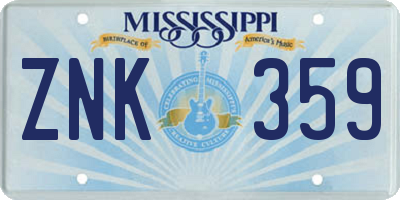 MS license plate ZNK359