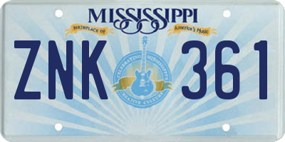MS license plate ZNK361
