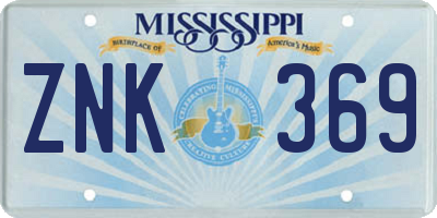 MS license plate ZNK369