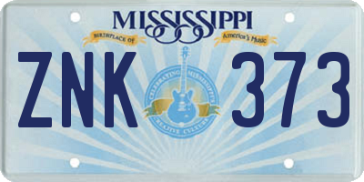 MS license plate ZNK373