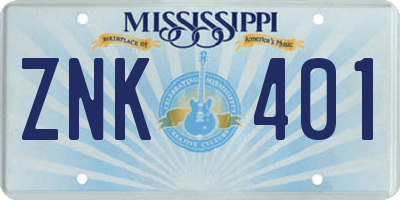 MS license plate ZNK401