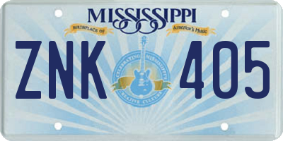 MS license plate ZNK405
