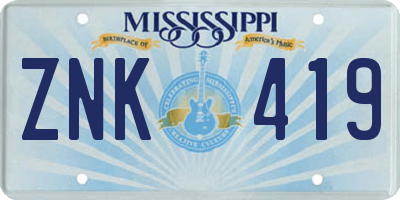 MS license plate ZNK419