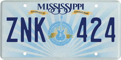MS license plate ZNK424