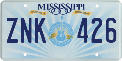 MS license plate ZNK426