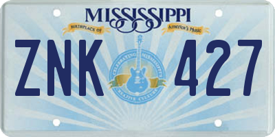 MS license plate ZNK427