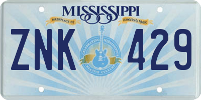 MS license plate ZNK429
