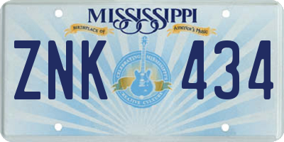 MS license plate ZNK434
