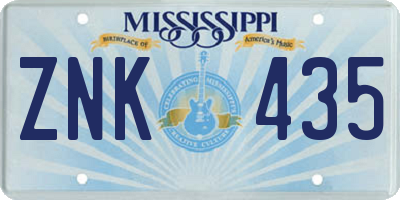 MS license plate ZNK435