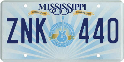 MS license plate ZNK440