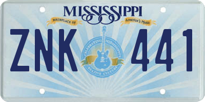 MS license plate ZNK441