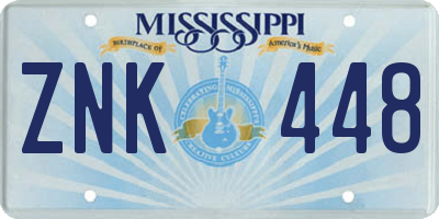 MS license plate ZNK448