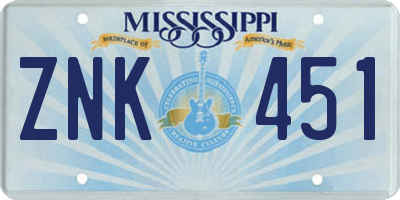MS license plate ZNK451