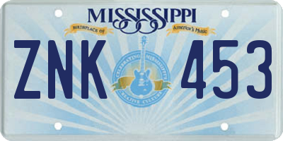 MS license plate ZNK453
