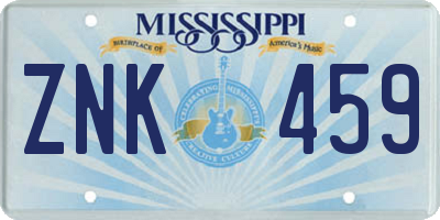 MS license plate ZNK459