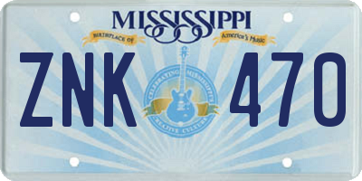MS license plate ZNK470