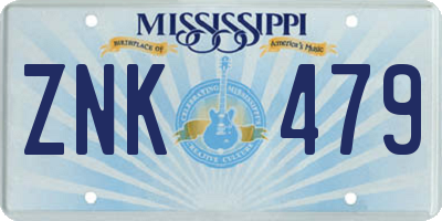 MS license plate ZNK479