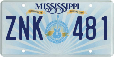 MS license plate ZNK481
