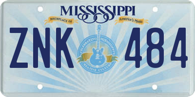 MS license plate ZNK484