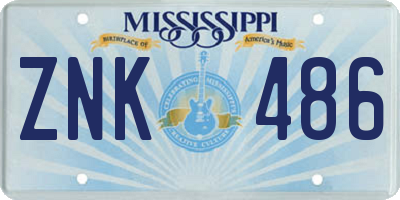 MS license plate ZNK486