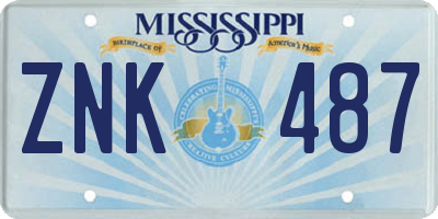MS license plate ZNK487