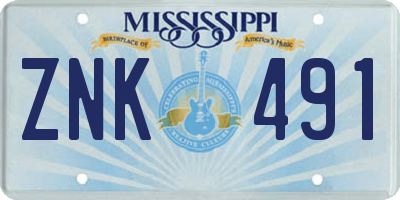 MS license plate ZNK491
