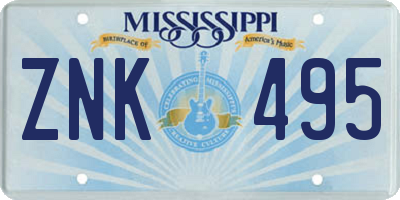 MS license plate ZNK495