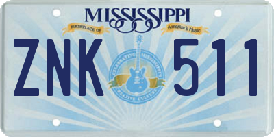 MS license plate ZNK511