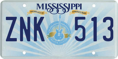 MS license plate ZNK513
