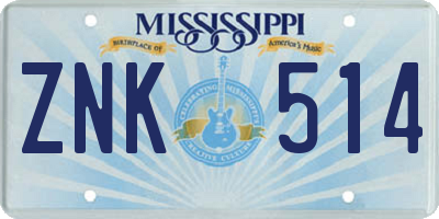 MS license plate ZNK514