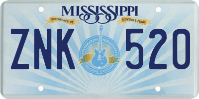 MS license plate ZNK520