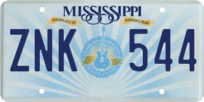 MS license plate ZNK544