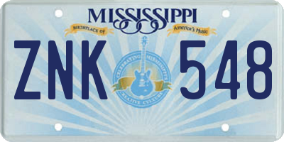 MS license plate ZNK548