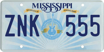 MS license plate ZNK555