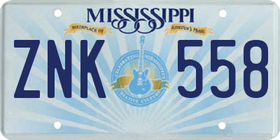 MS license plate ZNK558